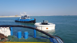 Resinex maxi buoy for the mooring of a superyacht in the Persian Gulf.